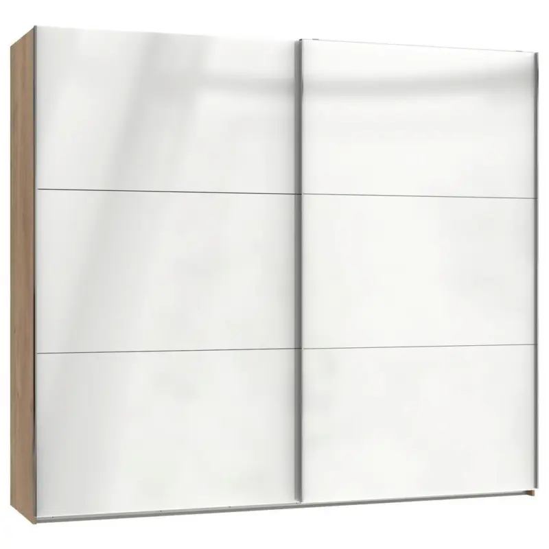 Schwebet&uuml;renschrank B: 250 Cm Level Wei&szlig;/eichefarben Dekor
