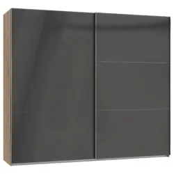 Schwebtürenschrank B: 250 Cm Level Grau/eichefarben Dekor