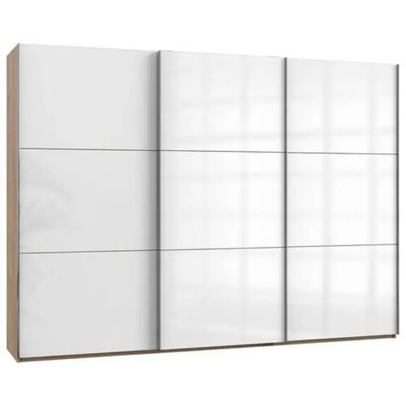 Schwebetürenschrank B: 300 Cm Level Weiß/eichefarben