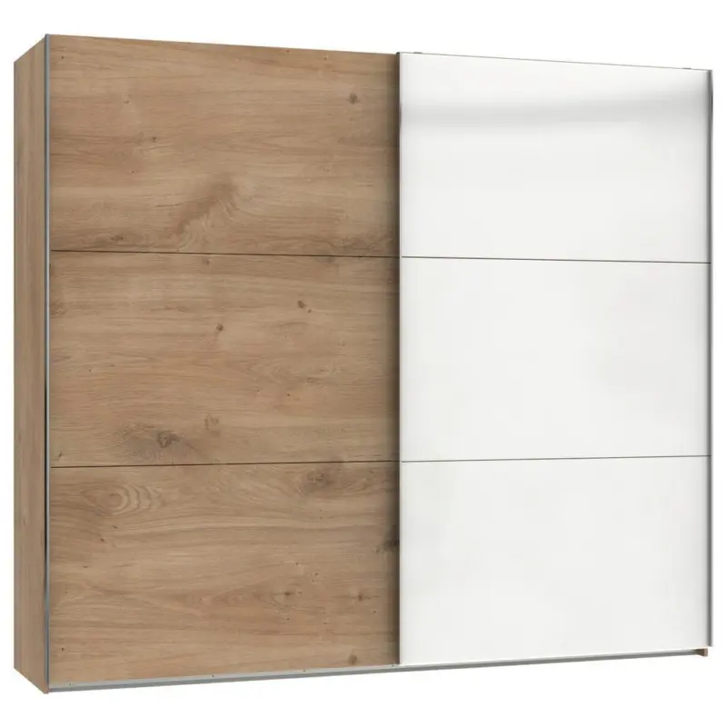 Schwebetürenschrank B: 250 Cm Level Weiß/eichefarben Dekor