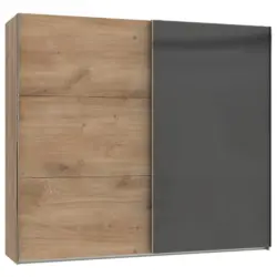 Schwebetürenschrank B: 250 Cm Level Grau/eichefarben Dekor