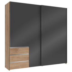 Schwebetürenschrank B: 250 Cm Level Grau/eichefarben Dekor