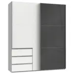M&ouml;belix Schwebet&uuml;renschrank B: 200 Cm Level 36c Grau/wei&szlig;