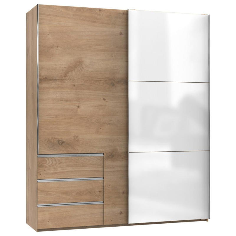 Schwebetürenschrank B: 200 Cm Level 36c Weiß/eiche Dekor