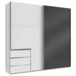 M&ouml;belix Schwebet&uuml;renschrank B: 250 Cm Level 36c Grau/wei&szlig;