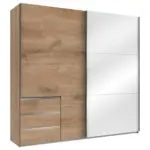 M&ouml;belix Schwebet&uuml;renschrank B: 250 Cm Level 36c Wei&szlig;/eiche Dekor