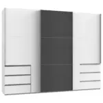 M&ouml;belix Schwebet&uuml;renschrank B: 300 Cm Level 36c Grau/wei&szlig;