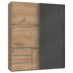 Schwebetürenschrank B: 200 Cm Level 36c Grau/eiche Dekor