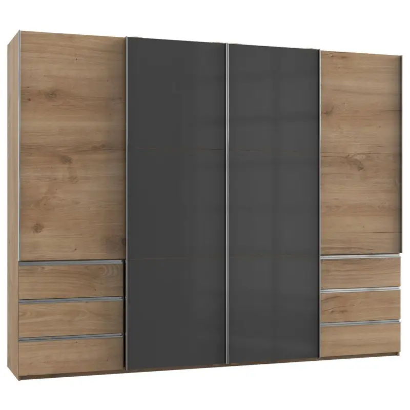 Schwebetürenschrank B: 300 Cm Level 36c Grau/eiche Dekor