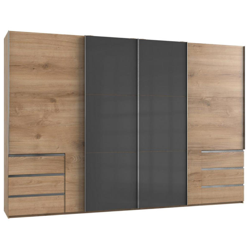 Schwebetürenschrank B: 350 Cm Level 36c Grau/eiche Dekor