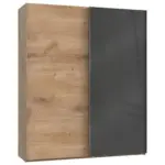 M&ouml;belix Schwebet&uuml;renschrank B: 200 Cm Level 36c Grau/eiche Dekor