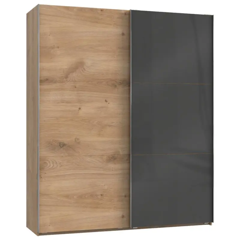 Schwebet&uuml;renschrank B: 200 Cm Level 36c Grau/eiche Dekor