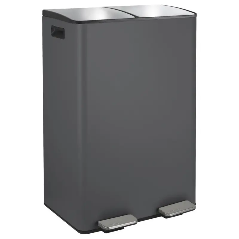 Treteimer Aliya 60l Dunkelgrau Metall LxBxH: 45x30x71 cm