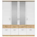 Möbelix Drehtürenschrank mit Laden B: 181 cm Brando Weiß/Eiche Dekor