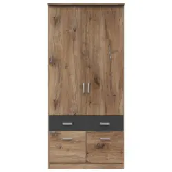 Dreht&uuml;renschrank 91 Cm Brando Eiche Dekor/graphitfarben