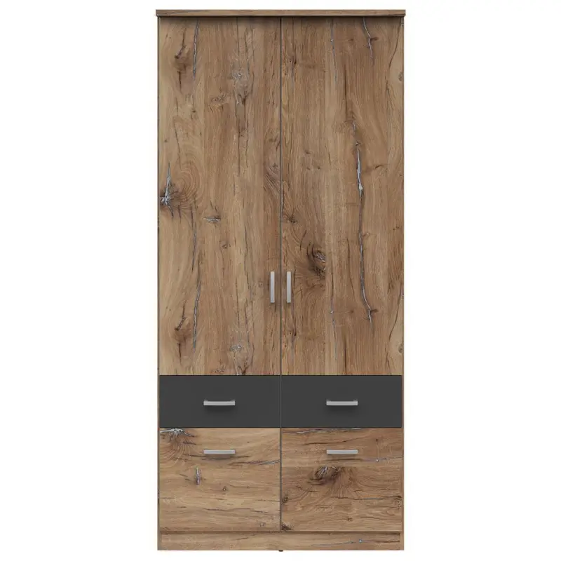 Dreht&uuml;renschrank 91 Cm Brando Eiche Dekor/graphitfarben