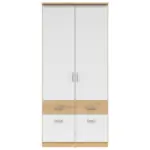 Möbelix Drehtürenschrank mit Laden 91cm Brando, Weiß/Eiche Dekor