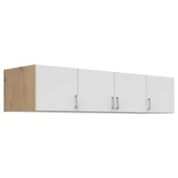 Aufsatzschrank B: 181 cm Brando, Eiche Dekor/Weiß