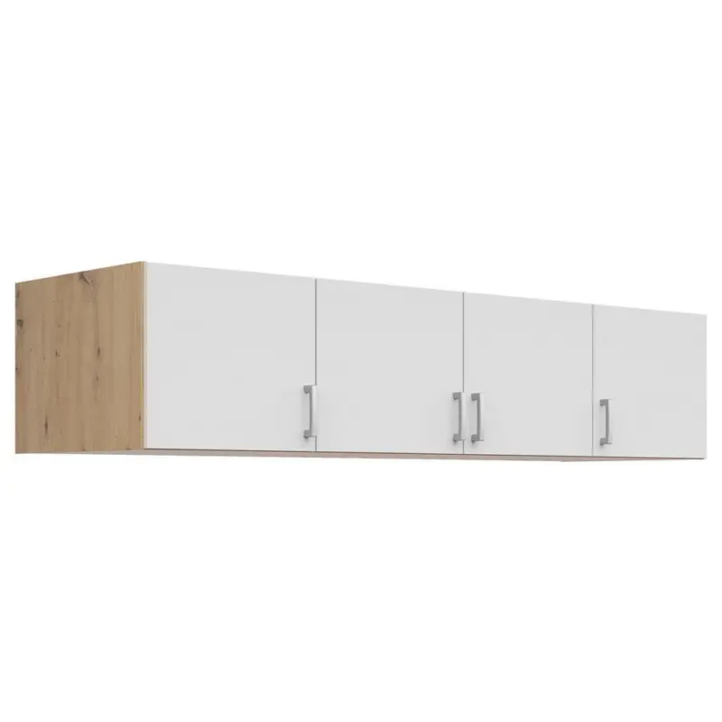 Aufsatzschrank B: 181 cm Brando, Eiche Dekor/Weiß
