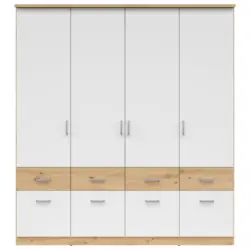 Kleiderschrank mit Laden B: 181 cm Brando Wei&szlig;/Eiche Dekor