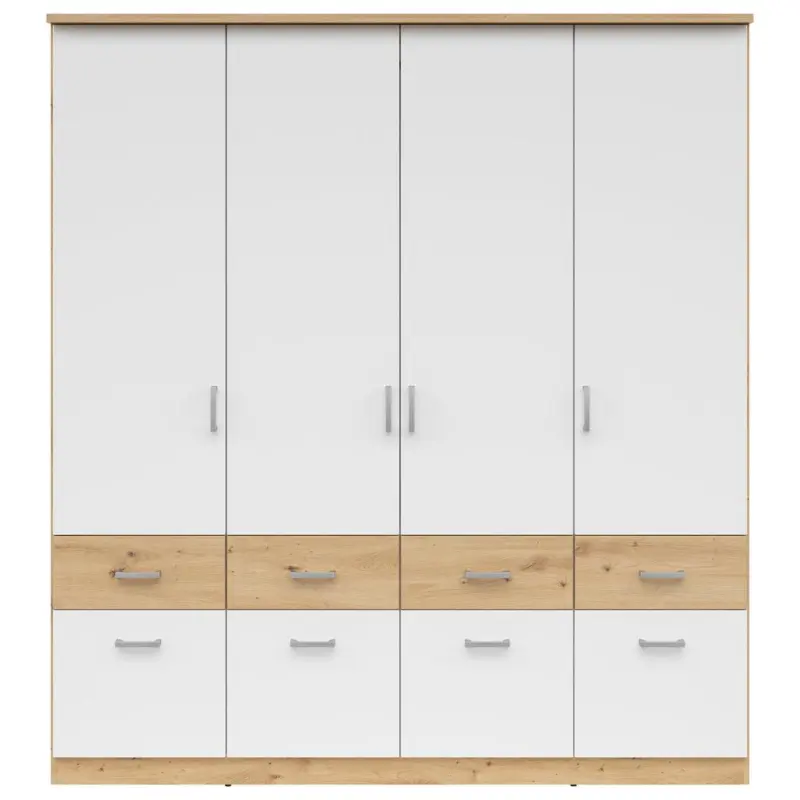 Kleiderschrank mit Laden B: 181 cm Brando Wei&szlig;/Eiche Dekor