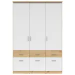 Möbelix Drehtürenschrank mit Laden B: 136 cm Brando Weiß/Eiche Dekor