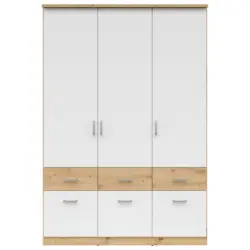 Dreht&uuml;renschrank mit Laden B: 136 cm Brando Wei&szlig;/Eiche Dekor