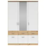 Möbelix Drehtürenschrank Mit Laden 136cm Brando, Weiß/eiche Dekor
