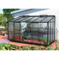 Anlehn-Gewächshausbausatz Ida 7800 Hkp 4mm, Schwarz