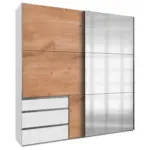 M&ouml;belix Schwebet&uuml;renschrank B: 200 Cm Level 36a Wei&szlig;/eiche Dekor