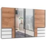 M&ouml;belix Schwebet&uuml;renschrank B: 350 Cm Level 36a Wei&szlig;/eiche Dekor