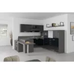 Möbelix U-küche Ip4050 Schwarz/ Grafit 255x294x298 Cm Ohne Geräte