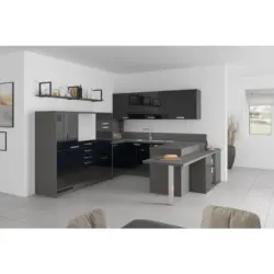 U-küche Ip4050 Schwarz/ Grafit 298x294x255 Cm Ohne Geräte