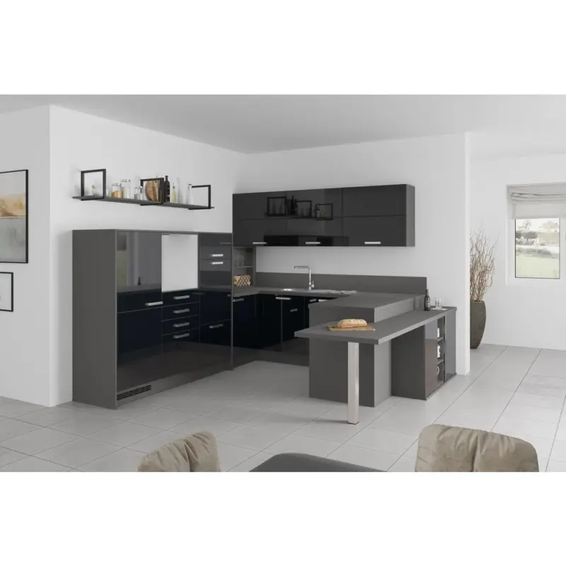 U-küche Ip4050 Schwarz/ Grafit 298x294x255 Cm Ohne Geräte