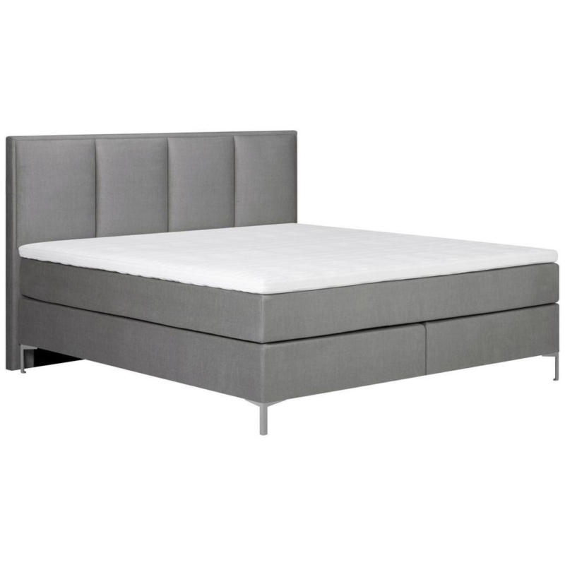 Boxspringbett mit Topper 160x200 cm Graz, Grau