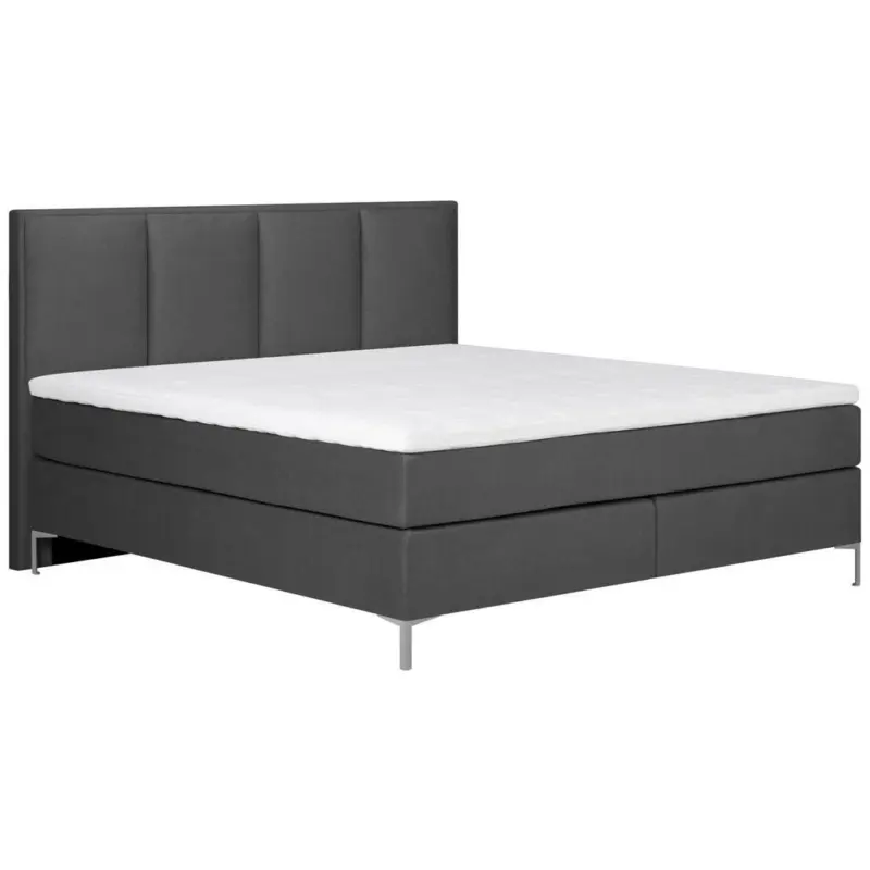 Boxspringbett mit Topper 160x200 cm Graz, Dunkelgrau