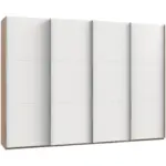 M&ouml;belix Schwebet&uuml;renschrank B: 300 Cm Level, Wei&szlig;/eiche Dekor