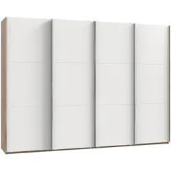 Schwebetürenschrank B: 300 Cm Level, Weiß/eiche Dekor