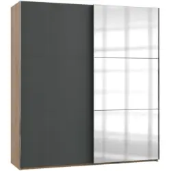 Schwebetürenschrank B: 200 Cm Level, Graphit/eiche Dekor