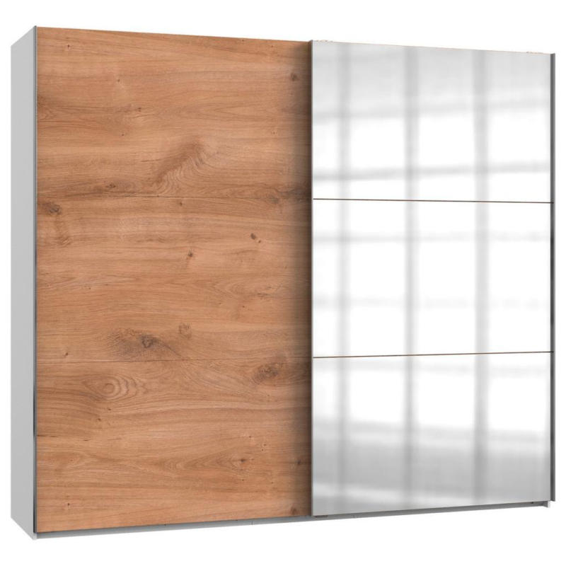 Schwebetürenschrank B: 250 Cm Level, Weiß/eiche Dekor