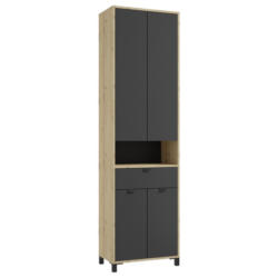 Badezimmer Hochschrank Amora 54x193 Cm Anthrazit/eiche