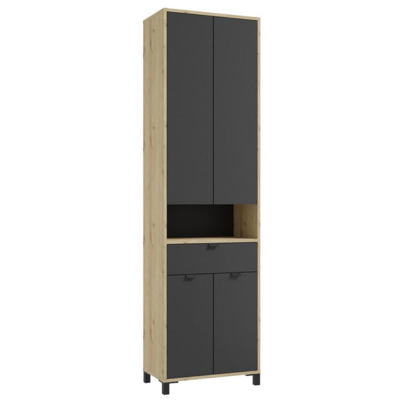 Badezimmer Hochschrank Amora 54x193 Cm Anthrazit/eiche