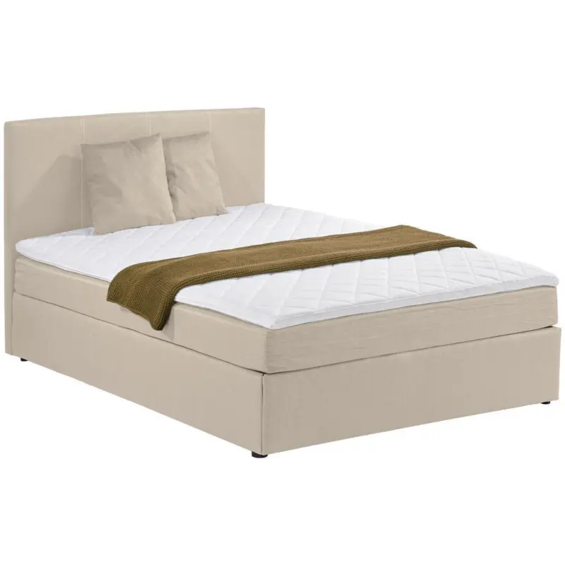 Boxbett mit Topper 160x200 cm Carolina Sandfarben