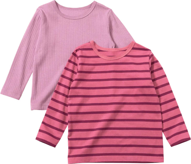 ALANA Langarmshirts mit Ripp-Struktur + Streifen, lila + rosa, Gr. 116