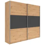 Möbelix Schwebetürenschrank B: 218 Cm Saturn Graphitfarben/eiche Dekor