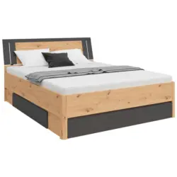 Stauraumbett 160x200 Cm Saturn Graphitf./eiche Dekor