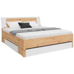 Stauraumbett 180x200 Cm Saturn Weiß/eiche Dekor