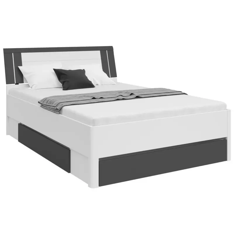 Stauraumbett 140x200 Cm Saturn Graphitfarben/weiß