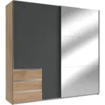 Möbelix Schwebetürenschrank B: 250 Cm Level, Graphit/eiche Dekor