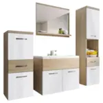 Möbelix Badmöbel-set 5-tlg. Alba B: 140 Cm Sonoma Eiche/weiß